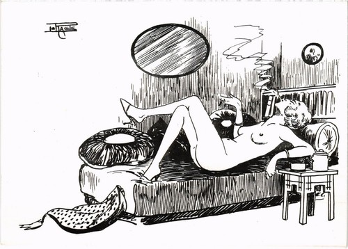 Cpm nude lady the bed - nude,