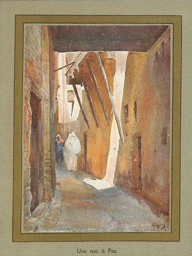 Fez une rue aquarelle - fez, ma