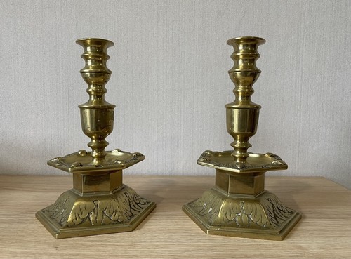 Paire bougeoirs laiton - de,