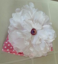 TRES JOLI BONNET NAISSANCE "FILLE"  pour PHOTO - ROSE  a POIS + FLEUR et STRASS 