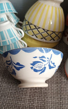 ANCIEN BOL DE GRAND MERE DIGOIN ROSE ET FRISE BLEU COLLECTION DECO VINTAGE