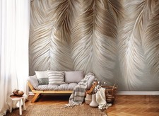 Papier Peint Intissé Panoramique Plumes Blanc Beige XXL Chambre et Salon 12