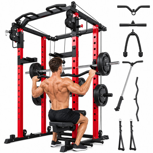 Power rack with - lat, pulldown