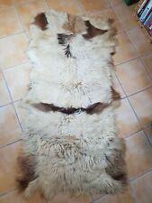 TAPIS LONG FOURRURE CHÈVRE CUIR PEAU VINTAGE DESIGN 1970 