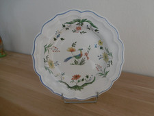 PLAT ROND CREUX FAIENCE GIEN DECOR OISEAUX DE PARADIS Lot 8 diam : 31 cm.