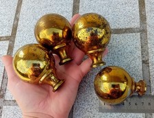 4 Anciens embouts boule de tringle à rideau /boule d'escalier ? bronze ou laiton