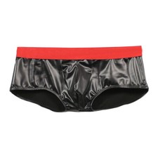 Hommes Élasthanne Faux Latex Short Court Taille Basse sous-Vêtement Caleçon Club