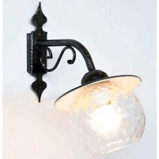 Lampe Pour L'Extérieur Fer Forgé Avec Plat Émaillé Et Verre à Bille Brille à