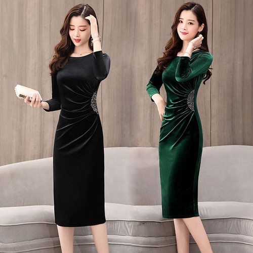 Femme robe velours manches - femme,