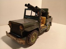 JP Jeep Willys Ford Hotchkiss militaire canon anti aerien tole friction 1/12 BE 