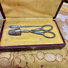 ancien nécessaire de couture couturiere ciseaux dé poincon en argent dépareillé