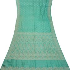 Namaste Vintage Bleu Canard Saris 100% Pure Tissé En Soie Indien 4,57 M Craft