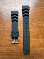 Bracelet de montre type plongée Seiko en silicone noir 20mm neuf