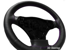 Pour Peugeot 106 Réel Couvre Volant En Cuir Noir 1991-2004 Couture Violette