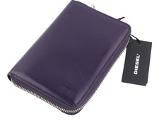 Diesel Essencia Jadda Femmes Portefeuille OS Violet Foncé Vache Cuir Zip Rrp 160