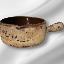 Antique Skillet stoneware Vallauris, France 1920s, rustic decoration, stamped