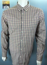 Mens John W. Nordstrom XL Gun Club Checked Fall Harvest Tan Crimson Navy Shirt