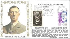 G145+FDC ENVELOPPE   1er JOUR  GENERAL DE GAULLE  DISCOURS DU 11 NOVEMBRE 1941