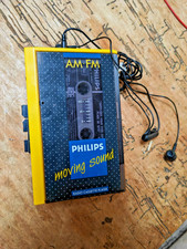 Lecteur cassette radio vintage rétro Philips D6636 Walkman jaune rare