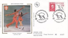 Enveloppe 1er jour Jeux Olympique Le Patinage Artistique 1990 Soie FDC