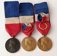 Lot 3 Médailles d’Honneur du Travail argent vermeil France French Silver Medals