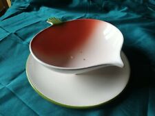 Ravier égouttoir radis en faïence assiette marque stanhome TBE blanc vert Rouge
