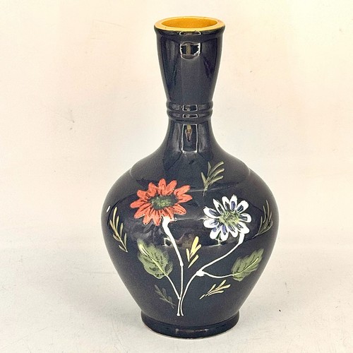 Vase noir jaune ceramique - vase, et