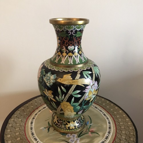 Cloisonne vase bronze emaux - bronze,