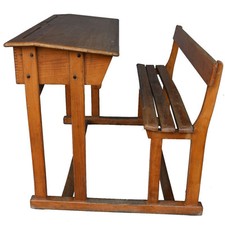 Bureau 2 places d'écolier en hêtre 1920