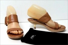 ACCESSOIRE DIFFUSION Mules Cuir Marron et Bois Verni T 37 TTBE