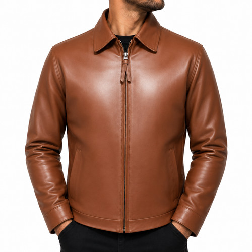 Blouson moto motard marron - , en
