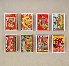 Lot de 8 boîtes d'allumettes label ancien TIGER vintage retro style ancien