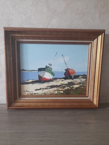 Belle huile toile bateaux - toile, de
