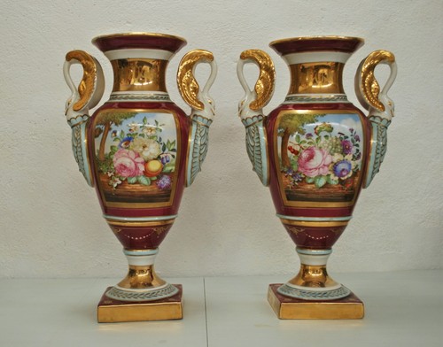 Paire vases vieux paris - vases,