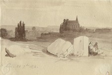 Vue de Saint Leu , 1852 -  Dessin original ancien au lavis