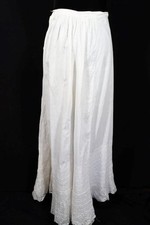 Jupon Long Édouardien Blanc En Coton Français Antique 25" Taille 41" Long