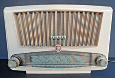 Poste Radio TSF Philips BF 341 A, année 1954, coloris ivoire.