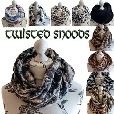 Entortillé Écharpe-tube Fausse Fourrure Chaud Hiver Léopard Dalmatien Cow Tigre