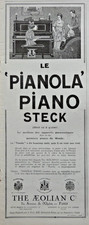 PUBLICITÉ DE PRESSE 1925 THE AEOLIAN Co LE PIANOLA PIANO STECK