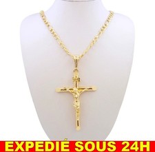 ✅ Collier GRAND JÉSUS CROIX Pendentif Bijoux Acier Inoxydable Chaîne Chrétien