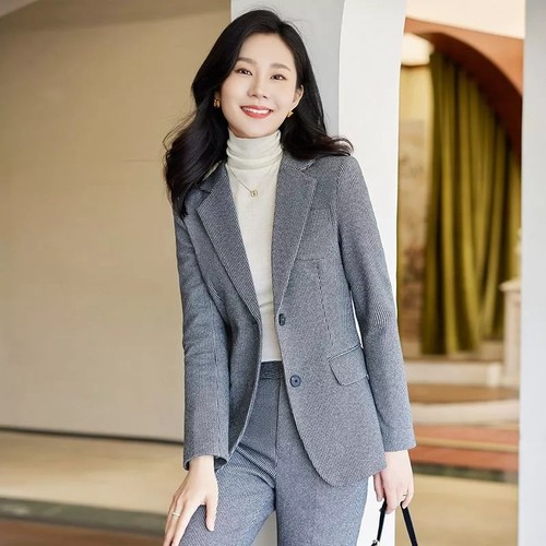 Tailleur gris rayé élégant - gris,