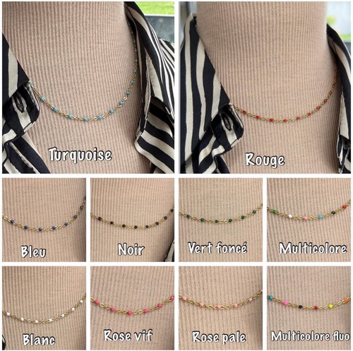 Collier fin avec fines - , perles