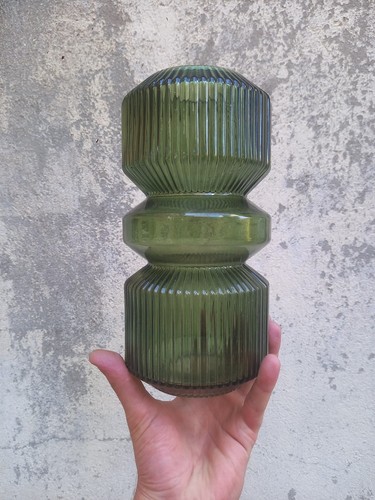 Vase verre vert - design, 80's