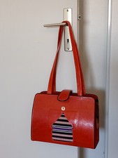 Sac à main cuir brique/safran fabrication artisanal du Maroc