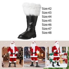 Bottes de Noël Père Noël avec fermeture éclair, antidérapantes, blanches et