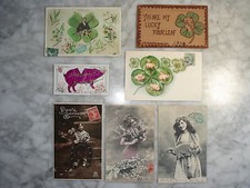 Lot CPA Porte-Bonheur Cochons, Muguet, Trèfle à quatre Feuilles, Fer à Cheval