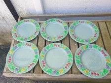 6 Assiettes Numérotées en Céramique Made In Italy Décor FRUITS en RELIEF