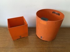 Paire Pot Plante Ancien RIVIERA Cube 10 & Tube 13 Plastique Orange Vintage #C303