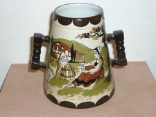 VASE A 2 ANSES POT EN GRES BASQUE GAITAUD PAU DECOR FEMME ALA FONTAINE