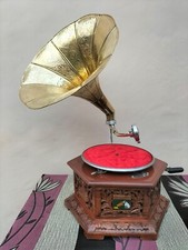 Ancien lecteur de gramophone HMV fonctionnel phonographe enregistreur vinyle